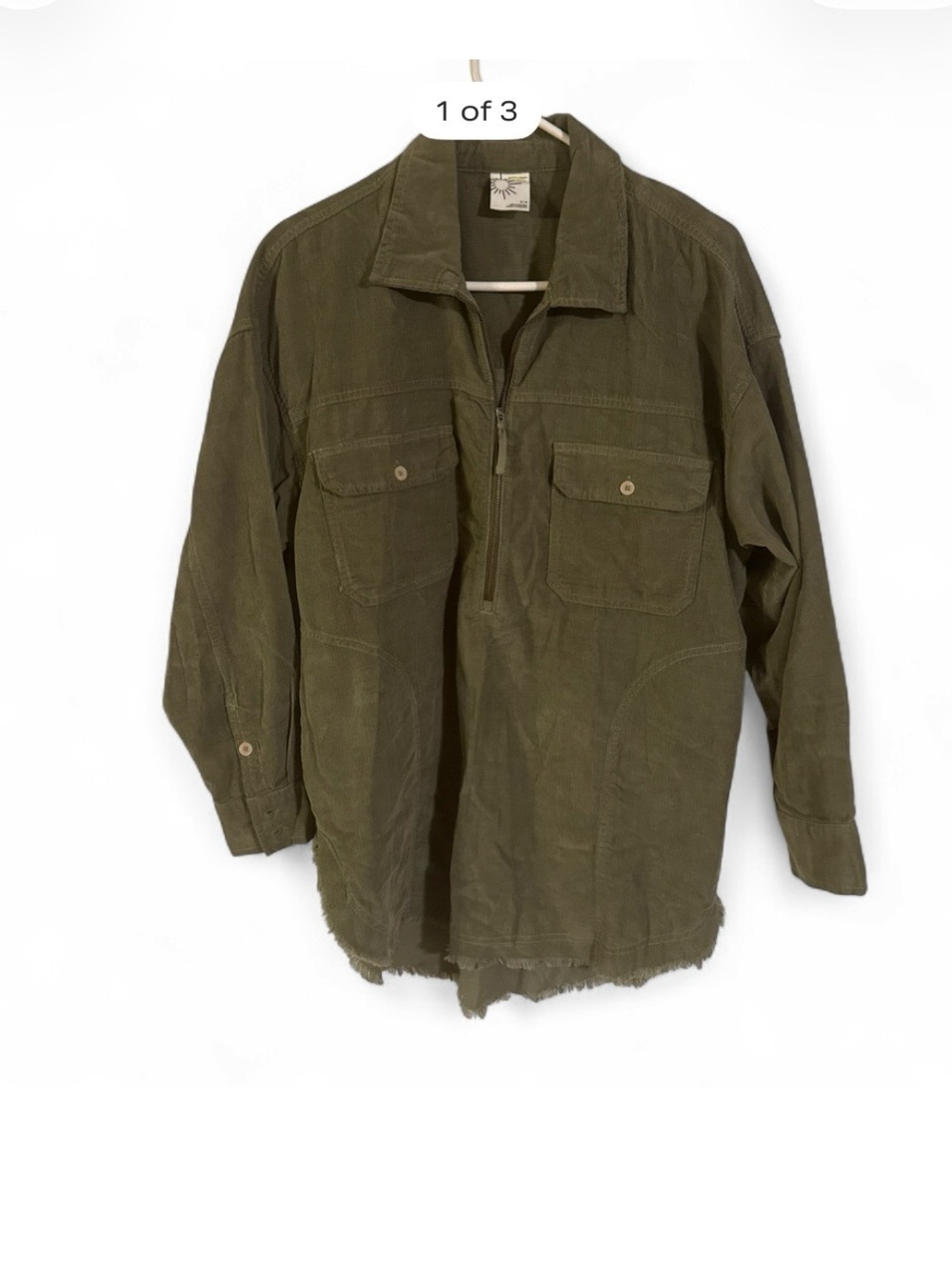 Offline by Aerie Corduroy Distressed Quarter Zip Shacket